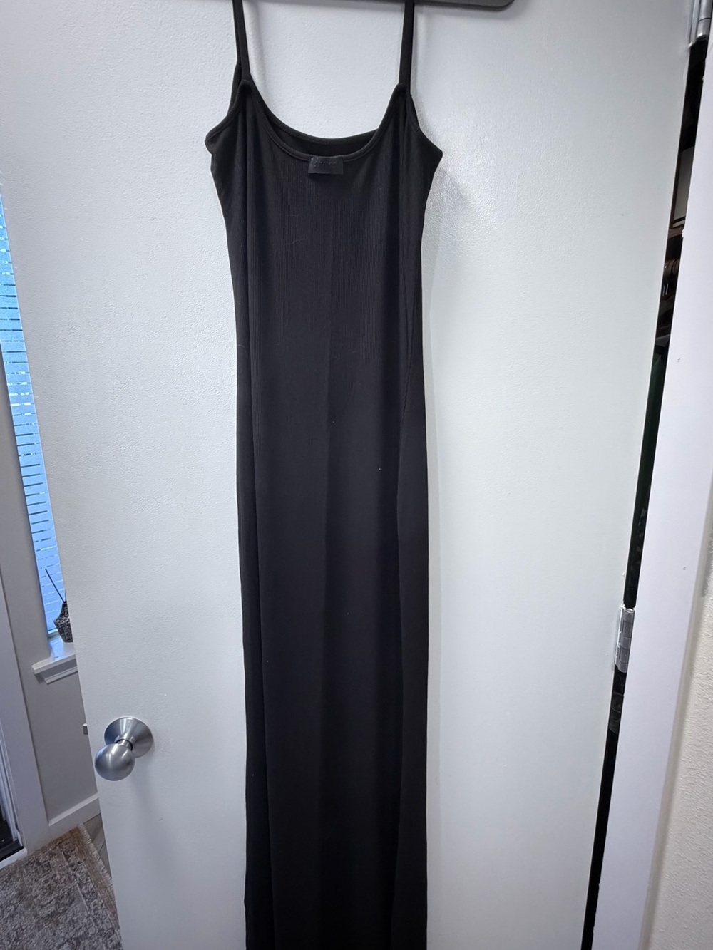 SKIMS Black Maxi Slip Dress w/Adjustable Spaghetti Straps
